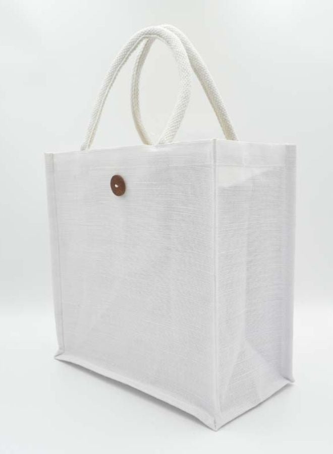 Fatio Set of 10 White Juco Bags with Button – Eco-Friendly & Customizable, Durable for Branding - Image 1